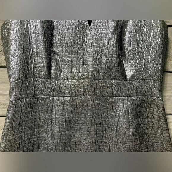 NWT Susana Monaco Silver Chrome Metallic Bodycon Pencil Midi Dress Sz 6 Wedding - Picture 5 of 14